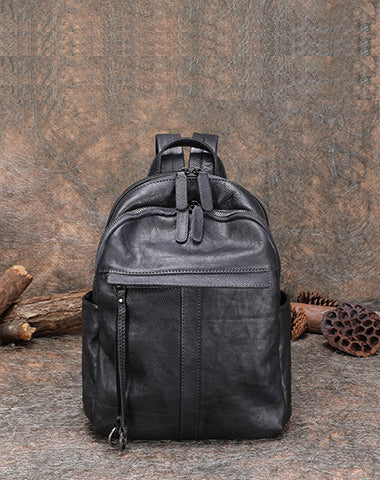 Black Leather Backpack for Men  Handmade Genuine Black Leather