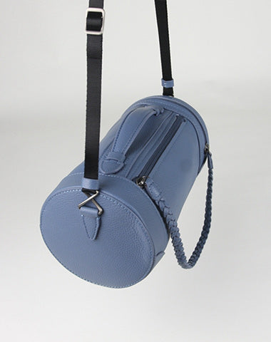 Women's Blue Leather Shoulder Mini Boston Bags