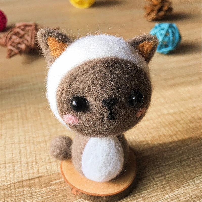 Handmade Needle felted felting cat kit project Animals cute for beginn –  Feltify