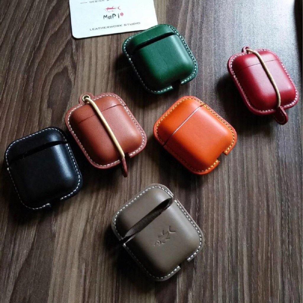 Handmade Green Leather AirPods 1,2 Cases Leather AirPods Case 1,2 Airpod  Case Cover