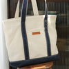 Womens White&Blue Canvas Stachel Tote Bag 