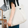 white nylon tote bag