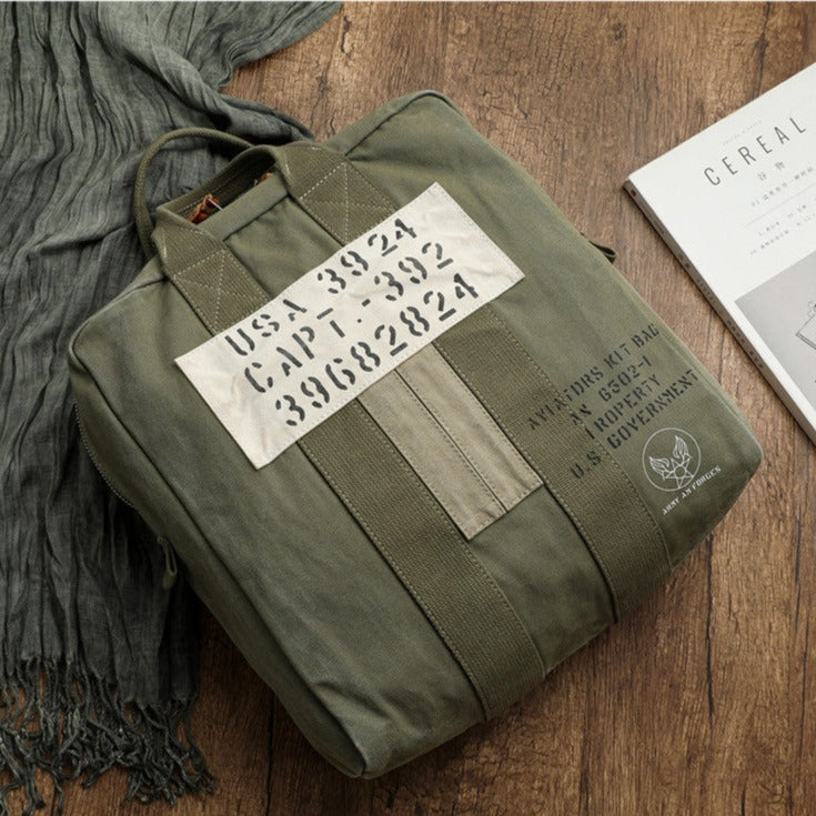 Army Style Carrier Bag for Mens Canvas Military Duffle Bag Pilot Bag Canvas Military Bag