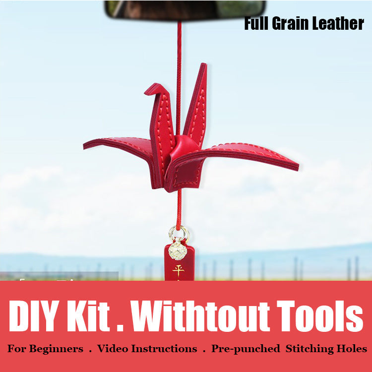 Cute DIY Leather Paper Crane Kit DIY Red Sheepskin Project DIY Leather Paper Crane Charm Kit