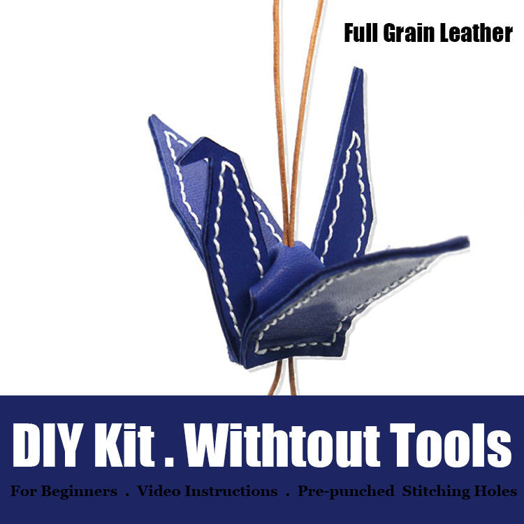 Cute DIY Leather Paper Crane Kit DIY Blue Sheepskin Project DIY Leather Paper Crane Charm Kit