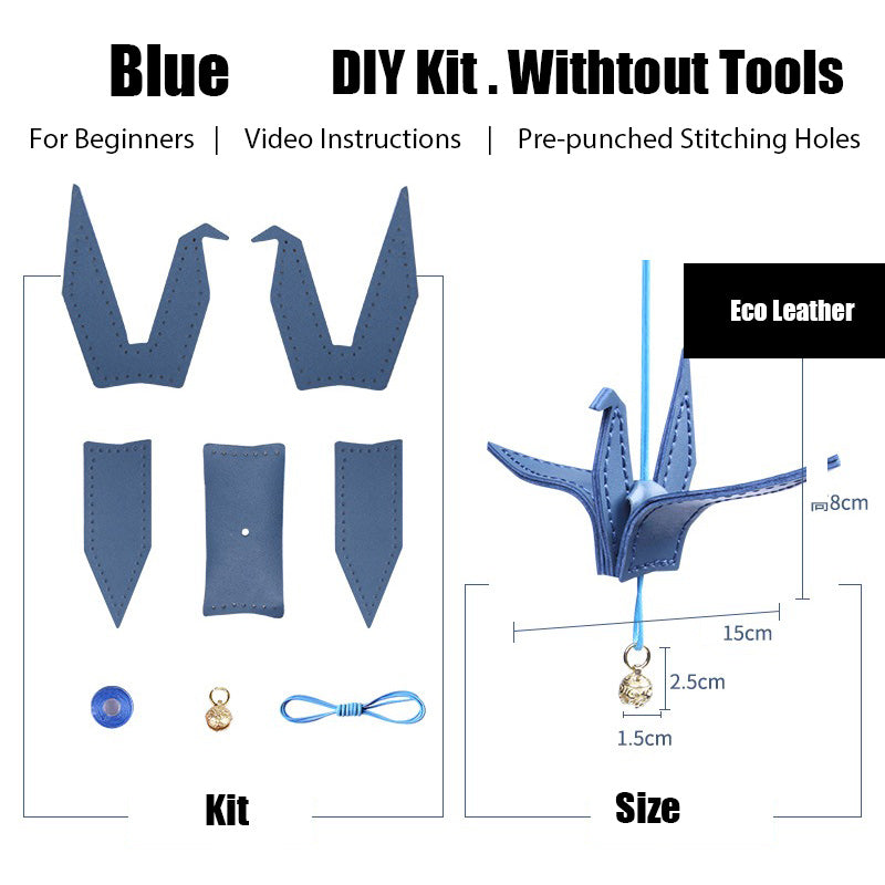 Cute DIY Leather Paper Crane Kit DIY Blue Project DIY Leather Paper Crane Charm Kit