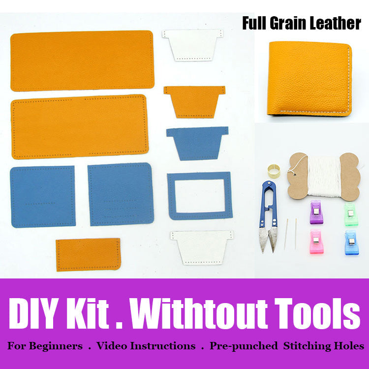 DIY Leather Wallet Kits DIY Leather Project DIY Yellow Leather Billfold DIY Leather Womens Wallet Kit