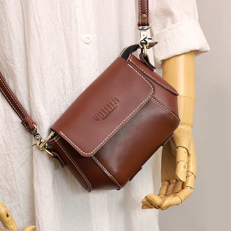 Brown side outlet purse