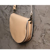 Cute Beige LEATHER Saddle SHOULDER Bag WOMEN Small Saddle Crossbody Purse FOR WOMEN