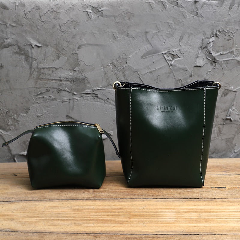 Womens Small Green Leather Bucket Bag Designer Crossbody Bags Purse fo –  igemstonejewelry