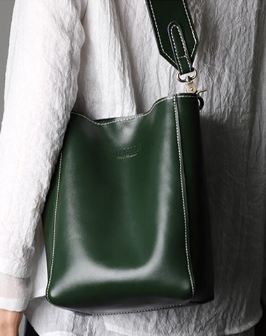 Womens Small Green Leather Bucket Bag Designer Crossbody Bags Purse fo –  igemstonejewelry