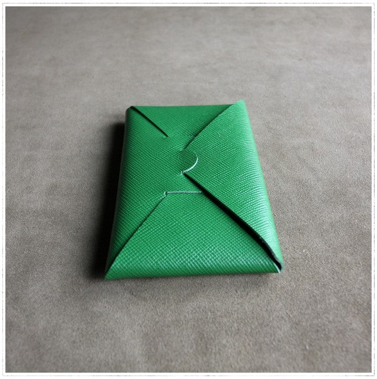 Cute Womens Green Leather Envelope Wallet Slim Clutch Purse Checkbook Long Wallet for Women