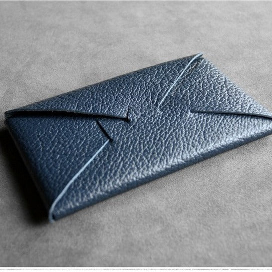 Cute Womens Dark Blue Leather Envelope Wallet Slim Clutch Purse