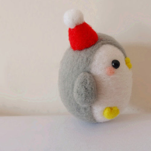 Christmas Penguin Handcrafted Needle Felted 100% Wool Animal offers With Red Scarf