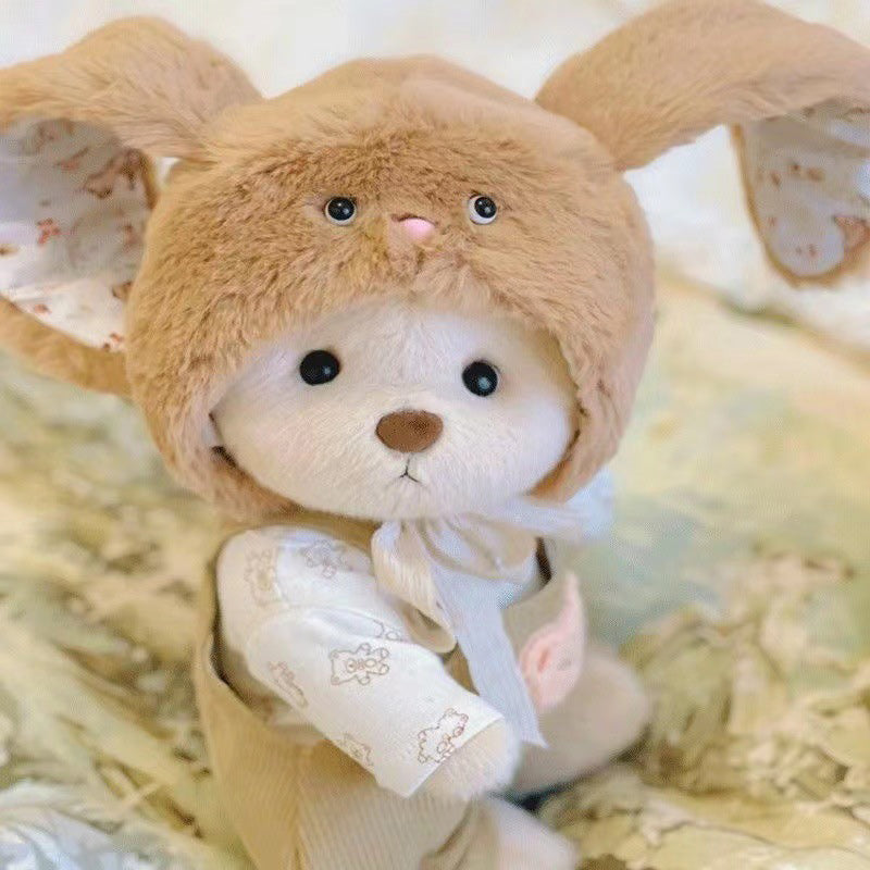 Handmade Cute Teddy Bear Doll With Bunny Suit Stuffed Bear Toys Valentines Day Decor Gifts for Her / Girlfriend Lover Mom Kids