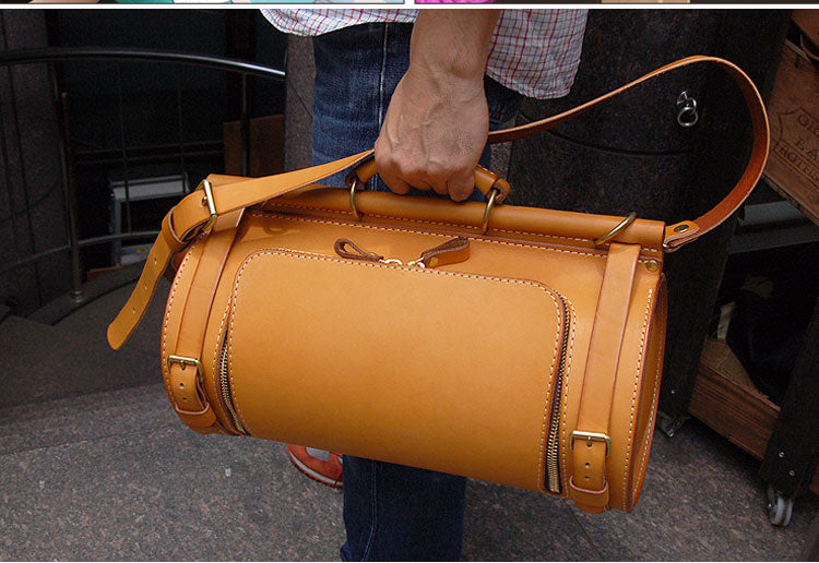 Upcycled Leather Barrel Bag Tutorial - WeAllSew