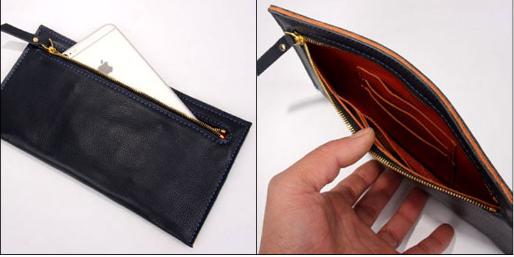 Leather Pattern Leather Clutch Wallet Pattern Zipper Long Wallet
