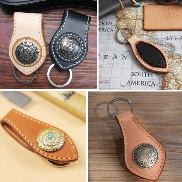 Leather Pattern Leather Keychain Pattern Keyring with Belt Loop