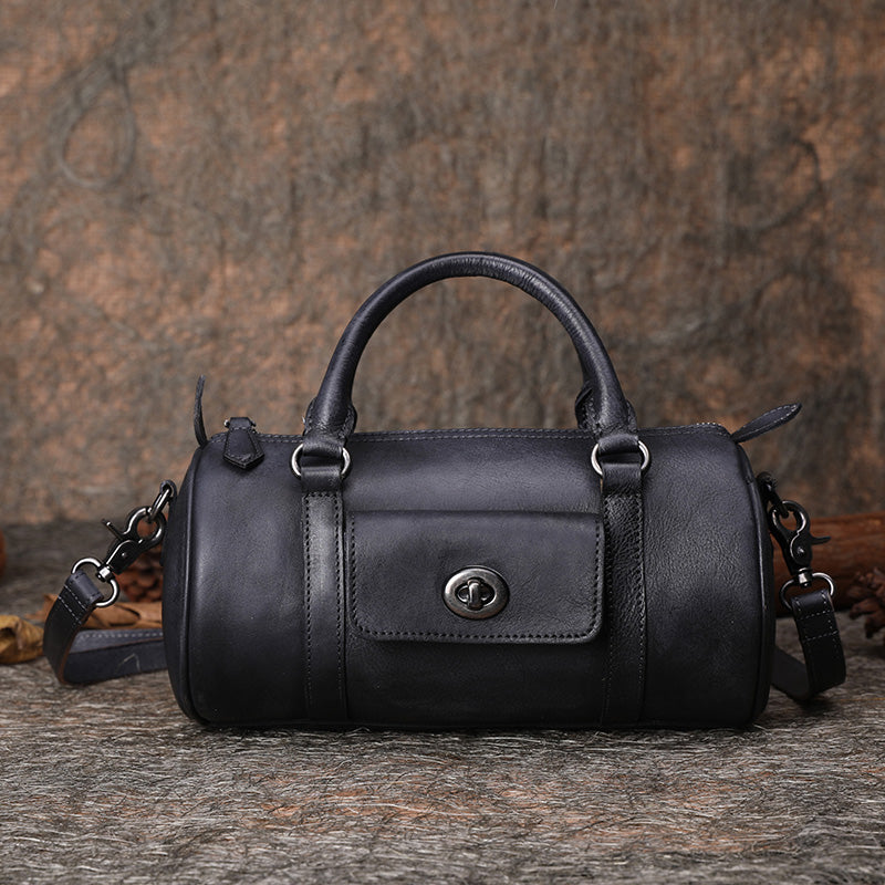 ANNI RIEL Cylinder Crossbody Bag for Women Leather Flap Purse Handbag  Barrel Purse Trendy Shoulder Bag with Wide Strap (Black): Handbags:  Amazon.com