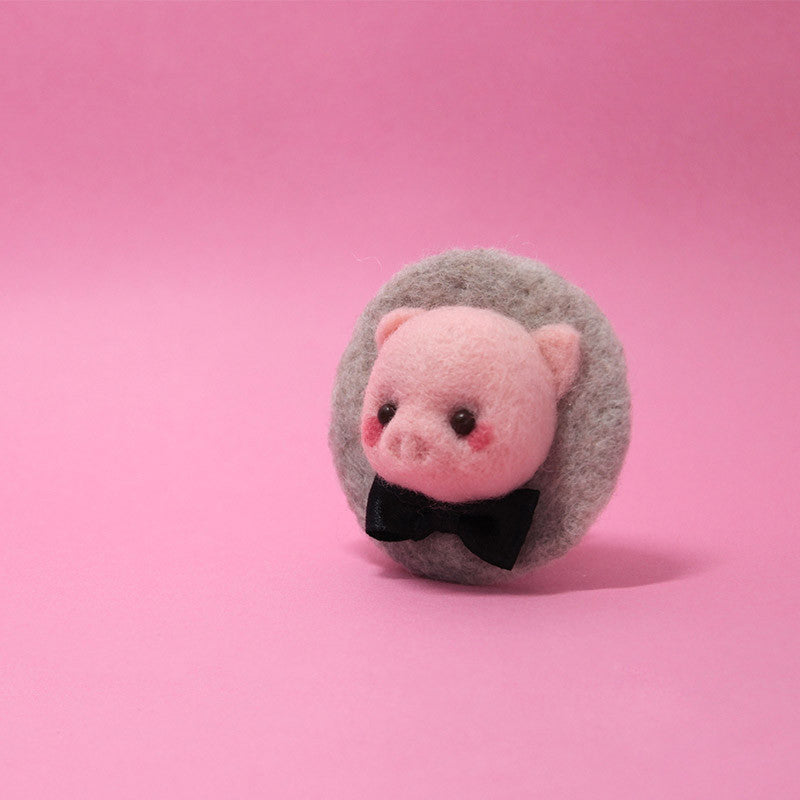 Needle Felted Felting project Animals Pig Cute Brooch Jewelry – Feltify