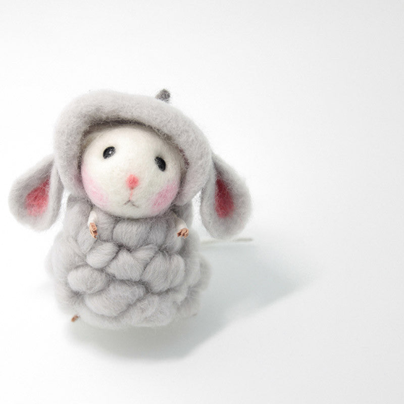 Rabbit, Bunny, White, Needle Felt, Kit, Felt, DIY, Needle Felting, Doll,  Wool, Animal, Keychain, Key Chain, Toy, Kid, Craft, Cute, Mascot 