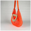 Womens Orange Net Polyester Leather Tote Handbag Purse Polyester Tote Shoulder Bag Purse for Ladies