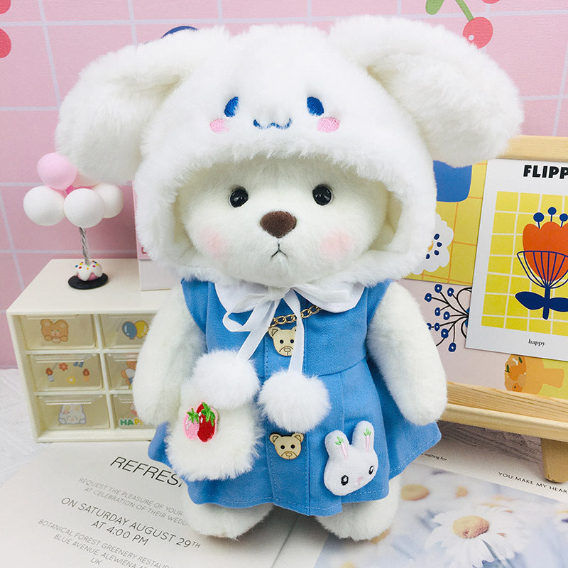 The Best Teddy Bear With Blue Dress Bunny Hat Doll Cos Stuffed Bears Toy Christmas Gifts for Her / Girlfriend Mom Kids