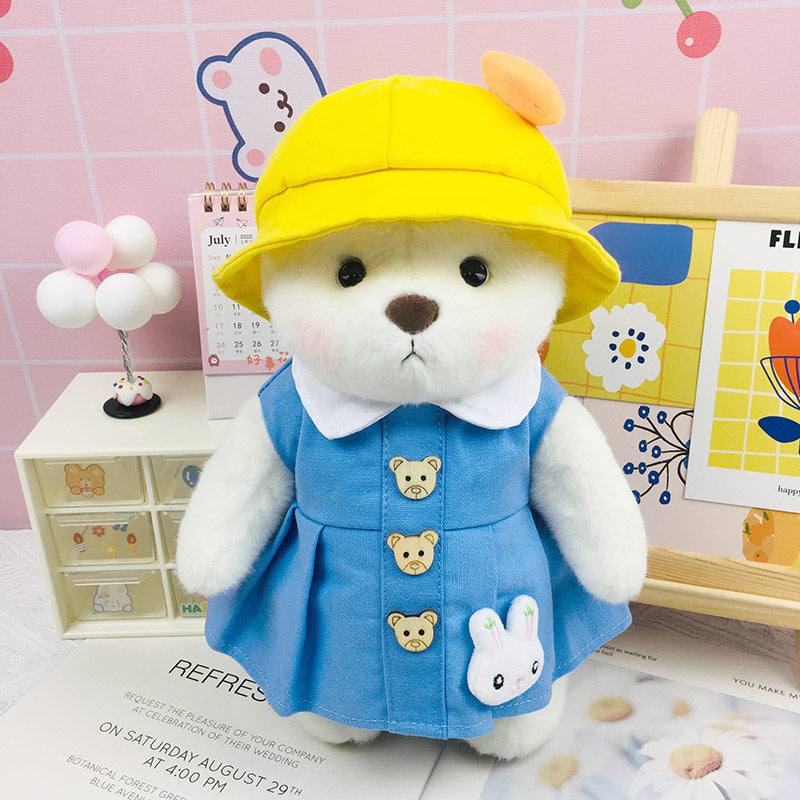 The Best Teddy Bear With Blue Dress Yellow Hat Doll Cos Stuffed Bears Toy  Christmas Gifts for Her / Girlfriend Mom Kids