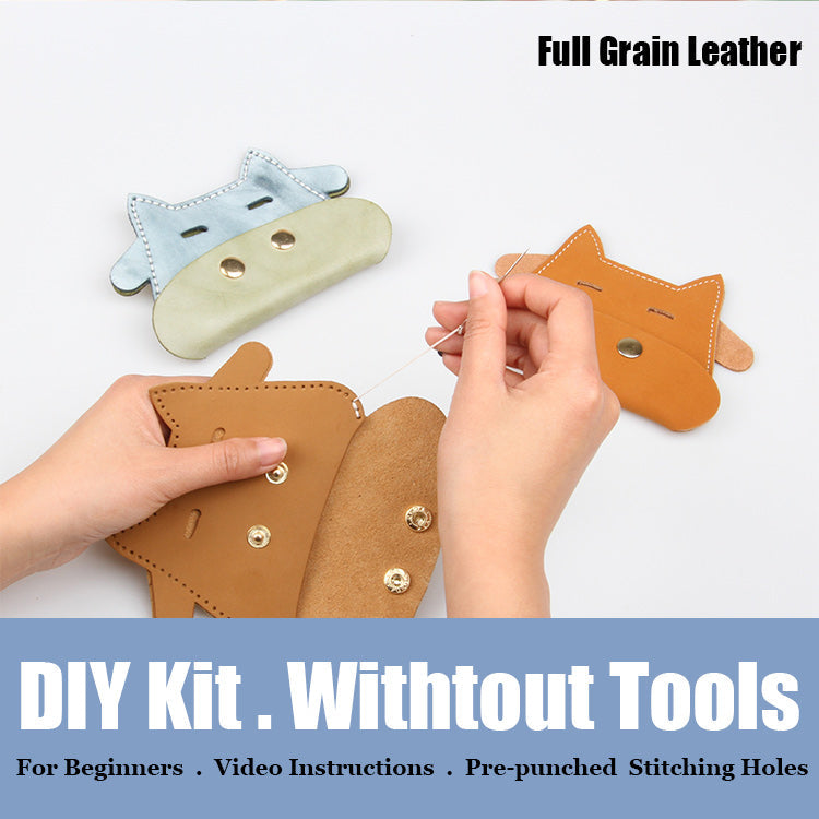 Leather Card Holder Kit DIY Leather Cow Coin Wallets Kit DIY Eco Leather Project DIY Leather Kit