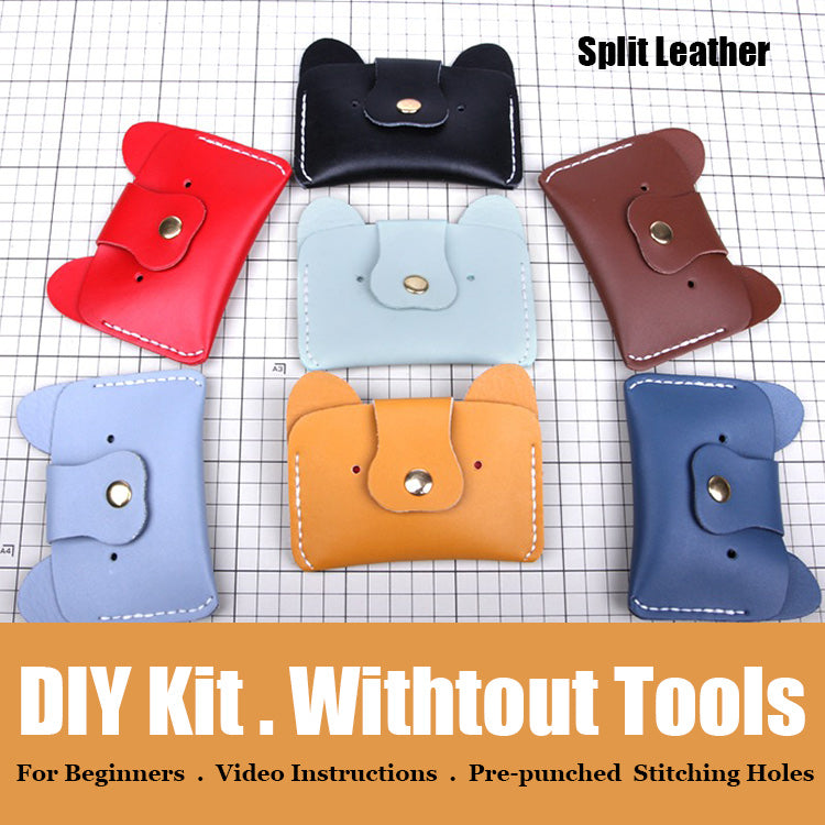 DIY Leather Card Holder Kit DIY Leather Dogs Card Wallet Kit DIY Leather Projects DIY Leather Kit